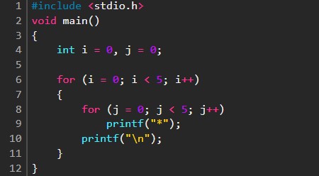 [C언어/C++] 별찍기 예제 (for문 사각형 만들기 1)