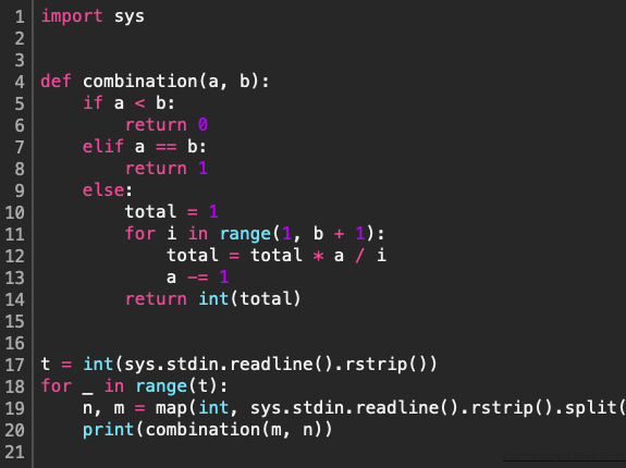 [Python] 1010: 다리 놓기