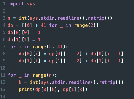 [Python] 1003: 피보나치 함수